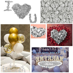 500pc Silver Rose Petals, Artificial Flower Petals Fake Rose, Silver Artificial Silk Rose Petals for Wedding, Proposal