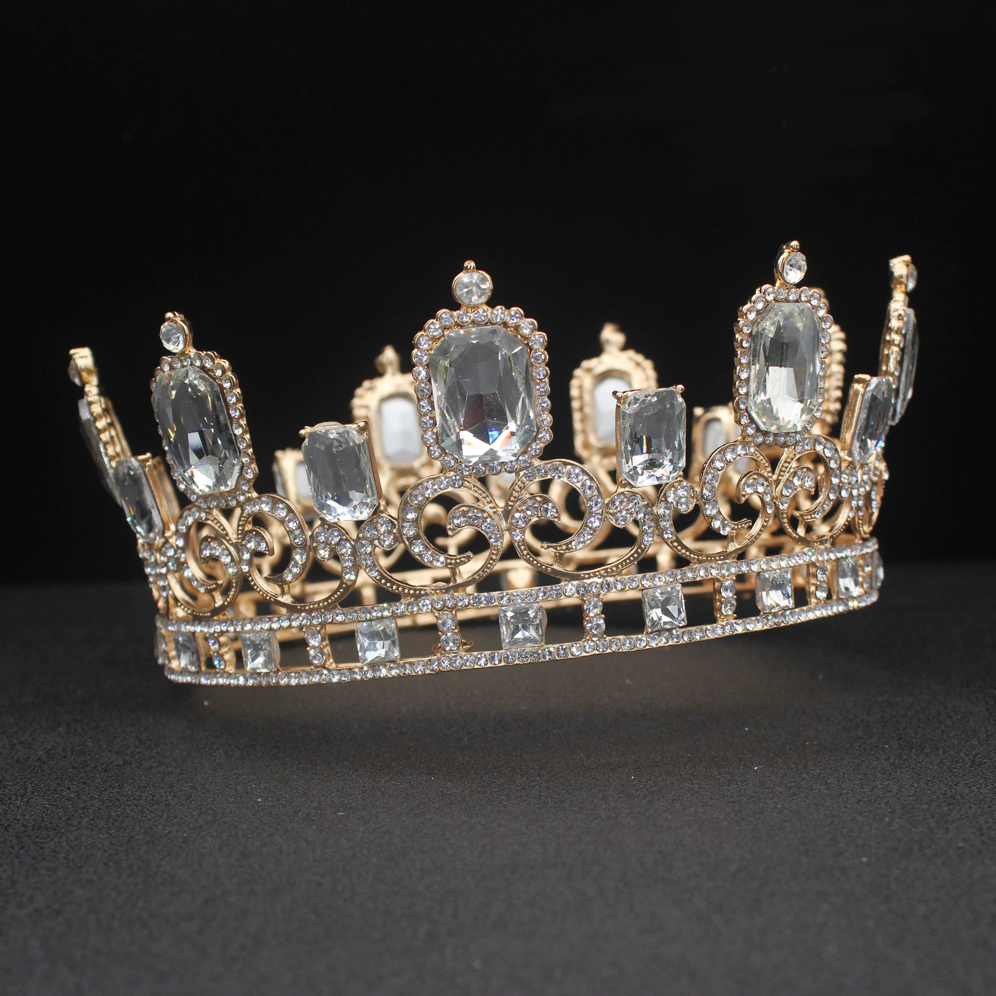 Royal Crystal King Crown Bride Tiaras and Crowns Queen Hair Jewelry Pageant Prom Diadem Headpiece Bridal Head Accessories