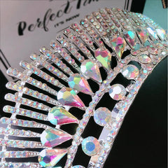 Baroque Luxury AB Color Crystal Peacock Wedding Tiara Crown With Comb Rhinestone Pageant Diadem Headpiece Bride Hair Accessories