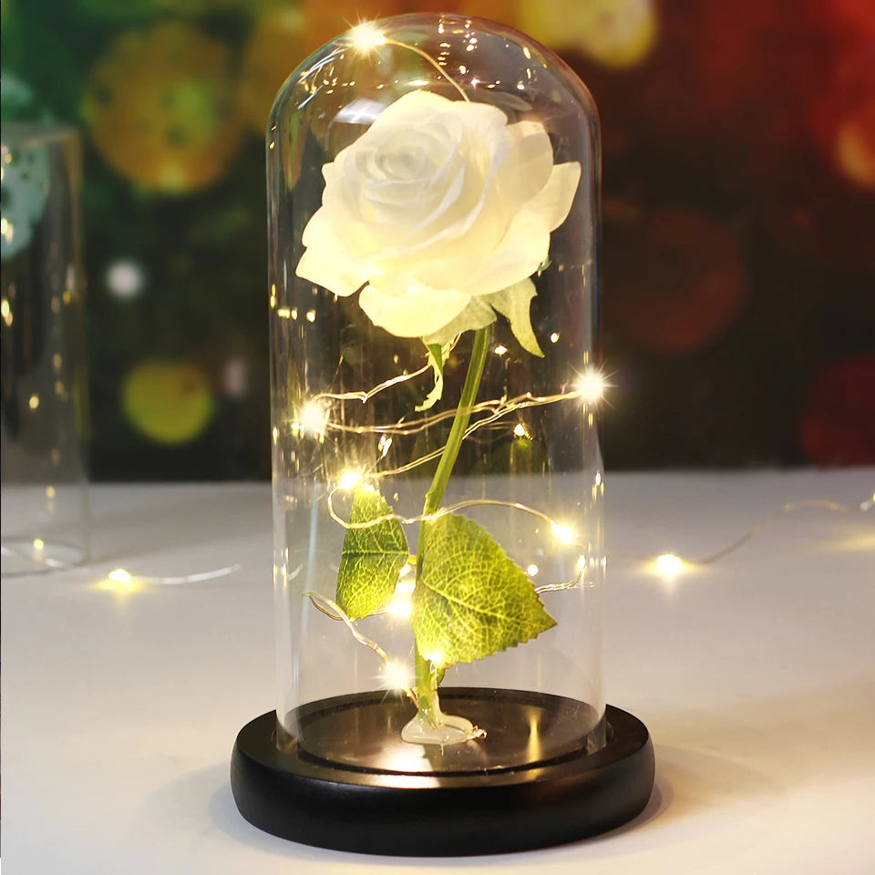 Best Mother's Day Gift Enchanted Galaxy Rose Beauty And The Beast LED Glass Dome Wood Base Flower Valentine's Day Christmas gift
