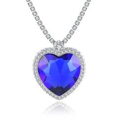 Fashion luxury Wedding Necklace Jewelry for Women Blue Crystal Necklace Titanic Heart of Ocean Love Forever Pendant Necklace