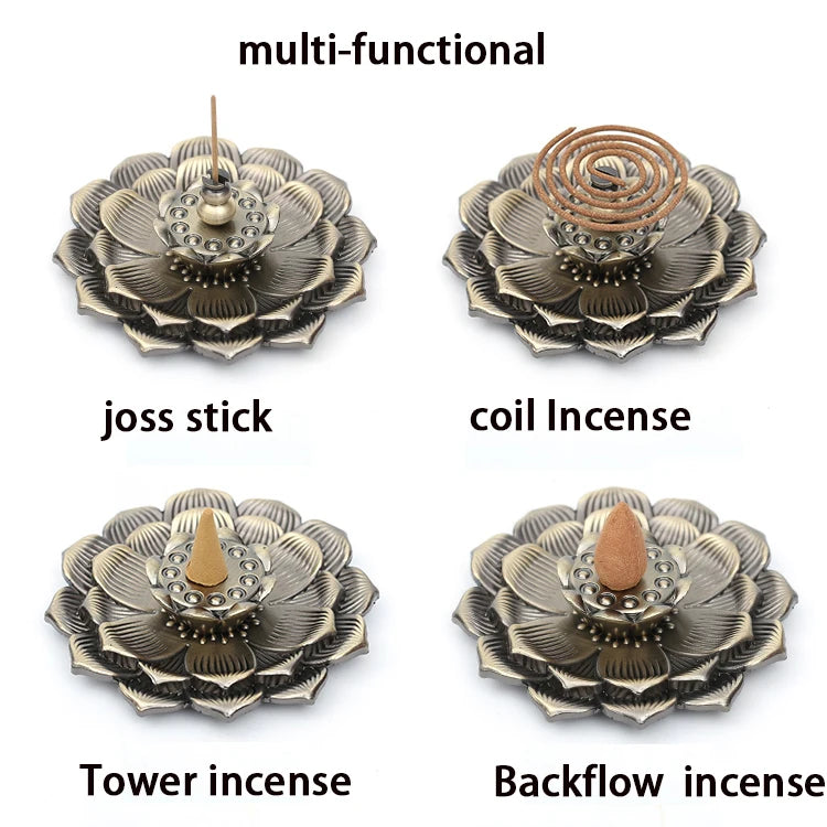 New 1PC Alloy Incense Burner Stick Holder Plate Buddhism Lotus Censer Bronze Nasturtium Incense Burner