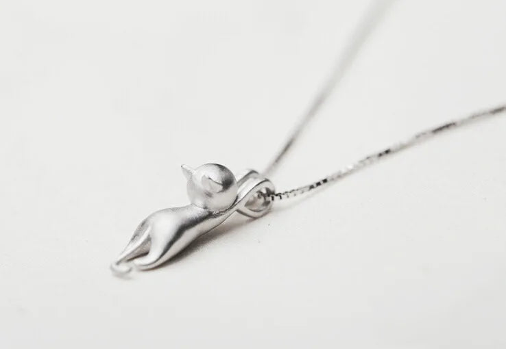Popular 925 Sterling Silver Jewelry Korean Fashion Simple Animal Cute Kitty Clavicle Chain Pendant Cat Necklaces H3
