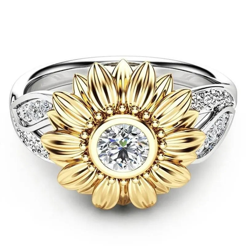 2025 Fashion Jewelry Sunflower Rings for Women Party Girl Gift Jewelry Accessories Cute Women Rings