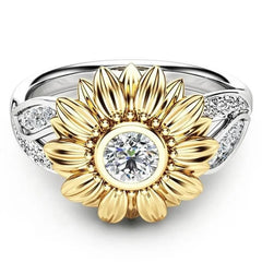 2025 Fashion Jewelry Sunflower Rings for Women Party Girl Gift Jewelry Accessories Cute Women Rings