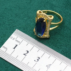 Gold Color Jewelry Sets For Women Wedding Party Royal Blue Crystal Bracelet Earrings Necklace pendant Ring Christmas Gift Box