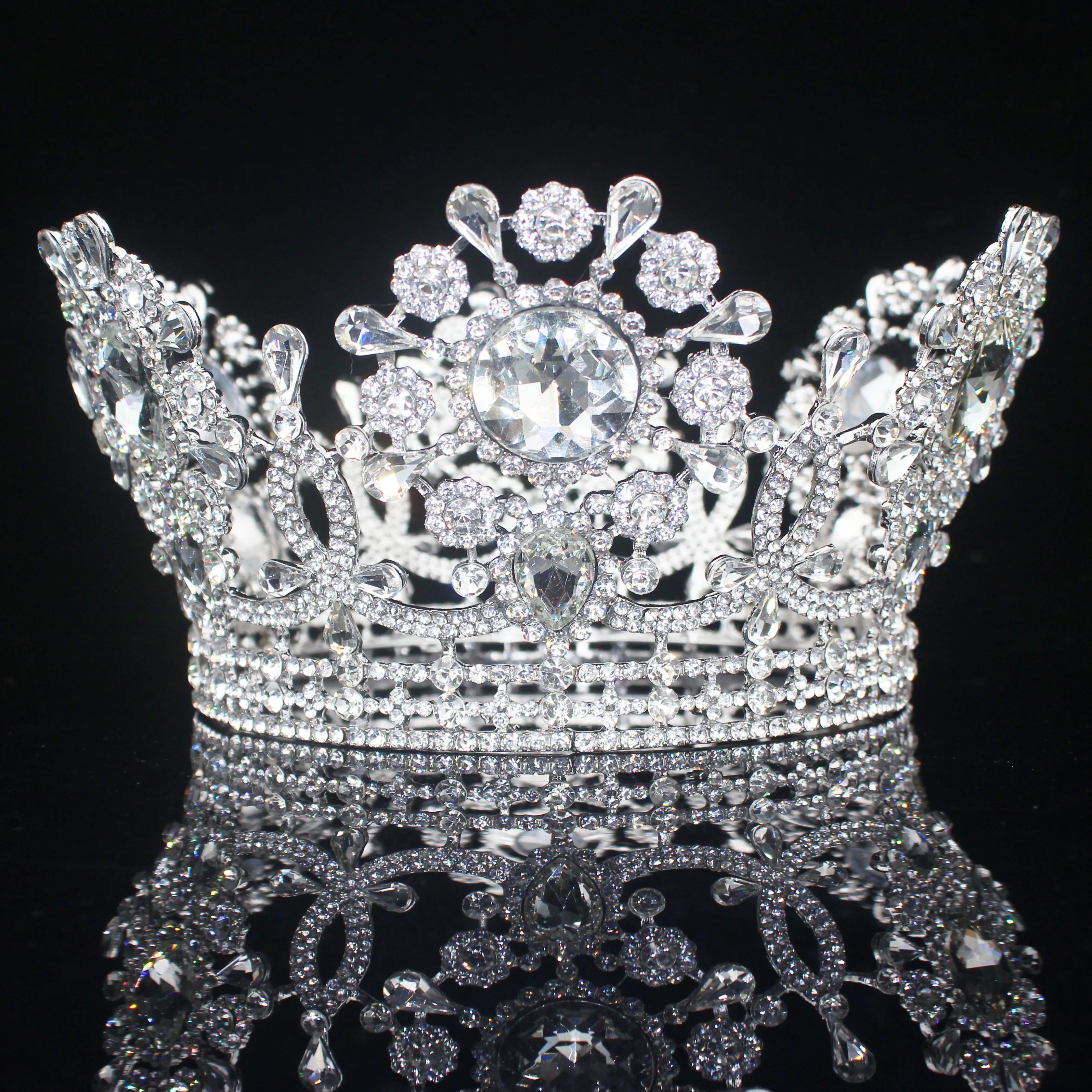 Royal Crystal King Crown Bride Tiaras and Crowns Queen Hair Jewelry Pageant Prom Diadem Headpiece Bridal Head Accessories