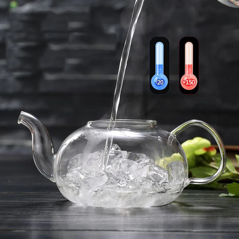 600/800ml Heat Resistant Glass Teapot Flower Tea Set Kettle Coffee Tea Pot Drinkware Set Stainless Steel Strainer Teapot