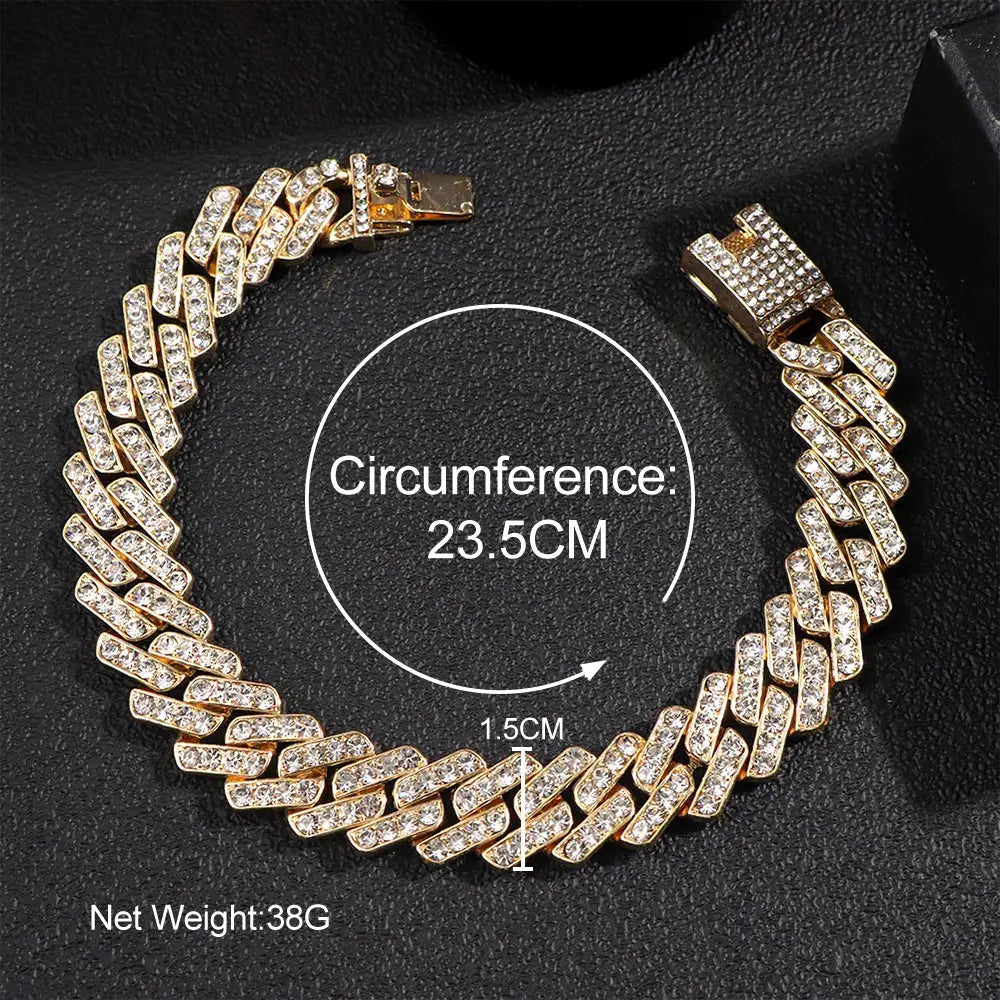 Flatfoosie Hip Hop Iced Out Chunky Cuban Chain Anklets For Women Luxury Rhinestone Link Ankle Bracelet Beach Barefoot Jewelry