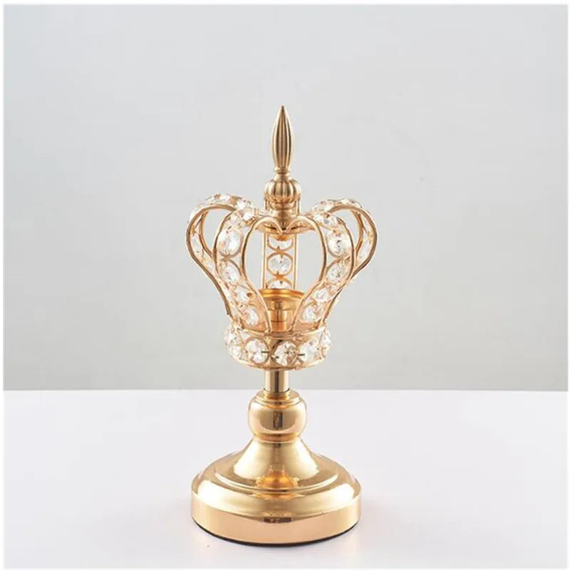 Crystal Crown Candlestick, Handmade Iron Candlestick, Wedding Props, Home Decoration, Retro