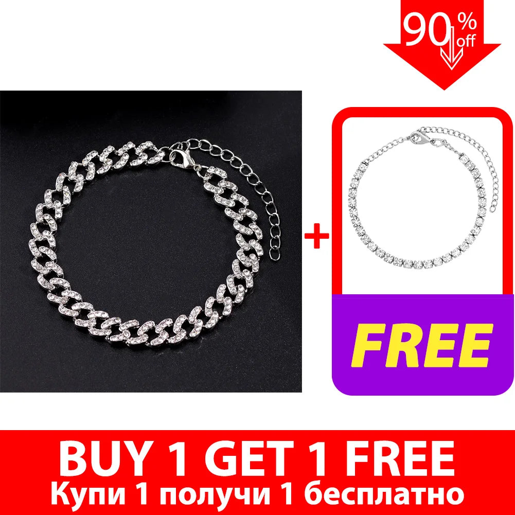 Trendy Shining Cute Butterfly Crystal Tennis Anklet for Women Gold Silver Color Boho Sandals Rhinestone Foot Ankle Chain Jewelry