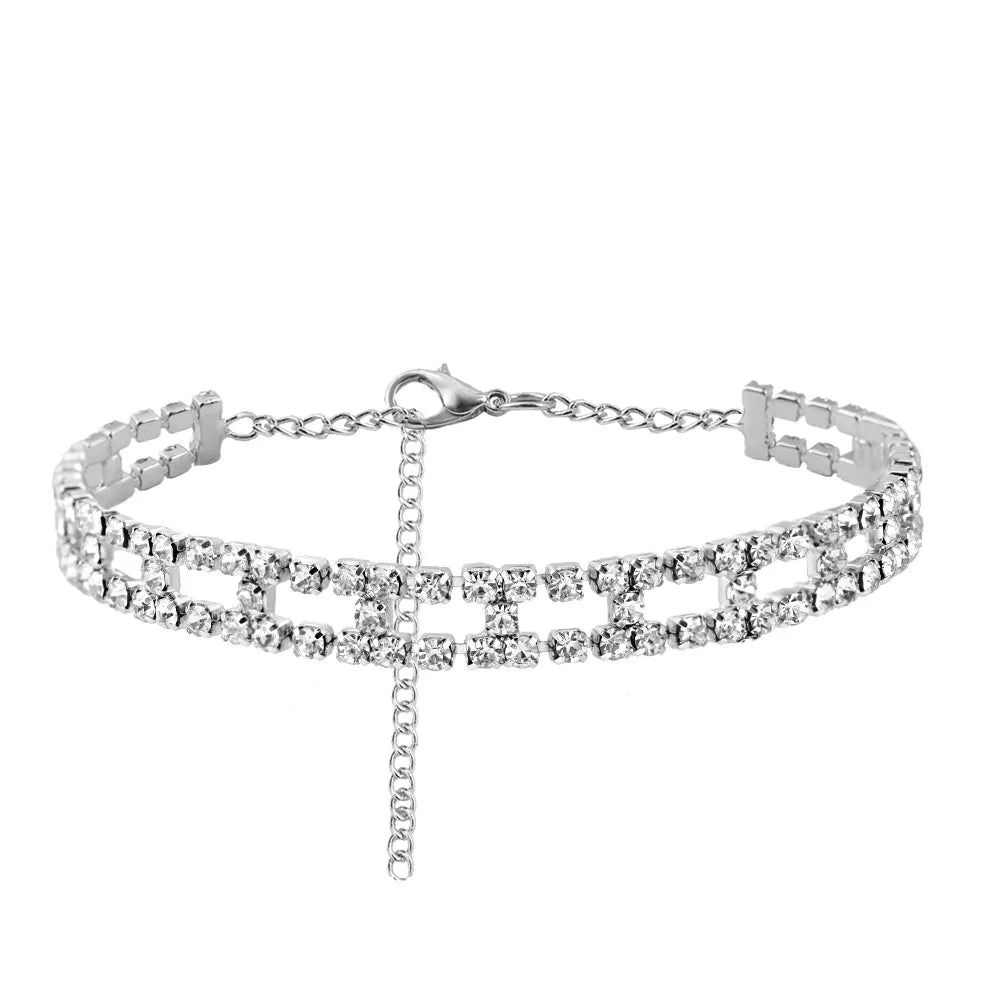 Trendy Shining Cute Butterfly Crystal Tennis Anklet for Women Gold Silver Color Boho Sandals Rhinestone Foot Ankle Chain Jewelry