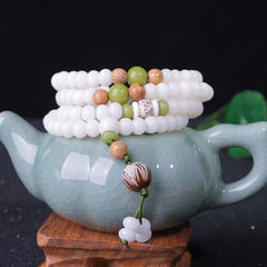 108 White Jade Bodhi Roots Bracelet Womens Lotus Leaf Multi-layer Beads Fashion Bracelet Buddha Charm Yoga Necklace Dropshipping