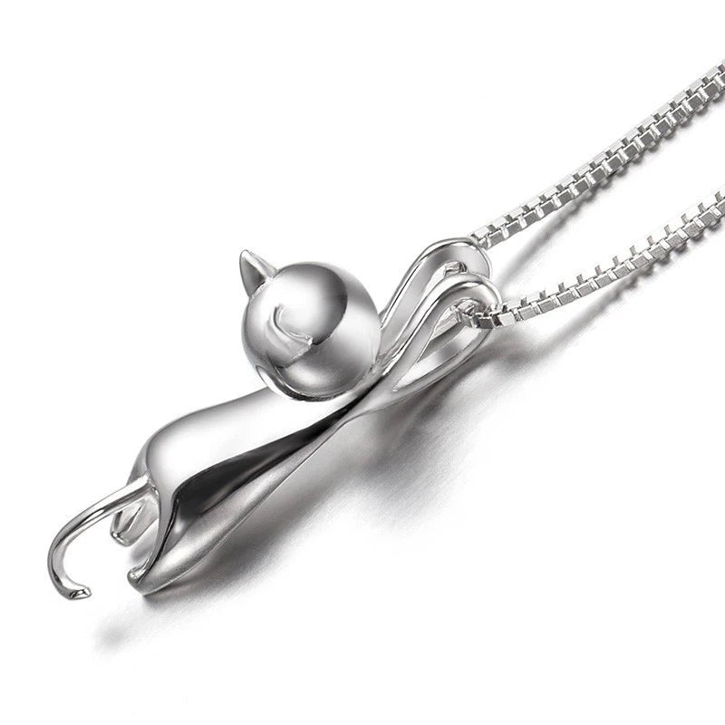Popular 925 Sterling Silver Jewelry Korean Fashion Simple Animal Cute Kitty Clavicle Chain Pendant Cat Necklaces H3