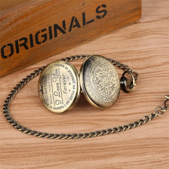 Bronze Customized To My Son Quartz Pocket Watch Vintage Roman Numeral Display Pendant Clock Birthday Gifts for Boys Dropshipping