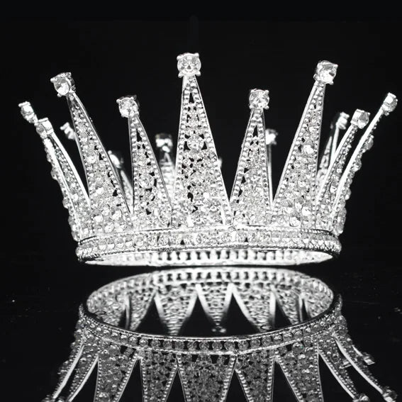 Vintage Crystal Queen King Bridal Tiara Crown Bride Headpiece Wedding Hair Jewelry Accessories Women Pageant Prom Hair Ornaments