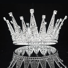 Vintage Crystal Queen King Bridal Tiara Crown Bride Headpiece Wedding Hair Jewelry Accessories Women Pageant Prom Hair Ornaments