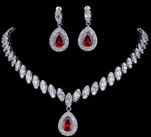 Emmaya Simulated Bridal Silver Necklace Sets 5 Colors Wedding Jewelry Parure Bijoux Femme Party Gift