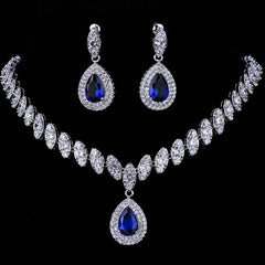 Emmaya Simulated Bridal Silver Necklace Sets 5 Colors Wedding Jewelry Parure Bijoux Femme Party Gift