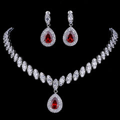 Emmaya Simulated Bridal Silver Necklace Sets 5 Colors Wedding Jewelry Parure Bijoux Femme Party Gift