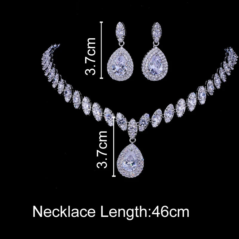 Emmaya Simulated Bridal Silver Necklace Sets 5 Colors Wedding Jewelry Parure Bijoux Femme Party Gift