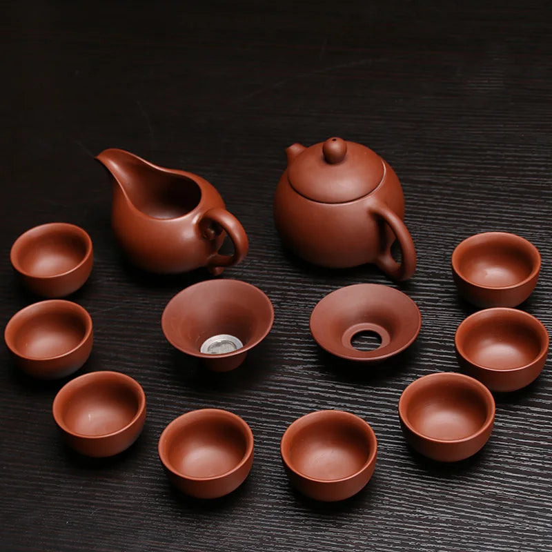 Hot Sale Ceramic Purple Clay Tea Set Kung Fu Pot Infuser Xishi Gaiwan Teapot Serving Cup Teacup Chinese Drinkware High Quality