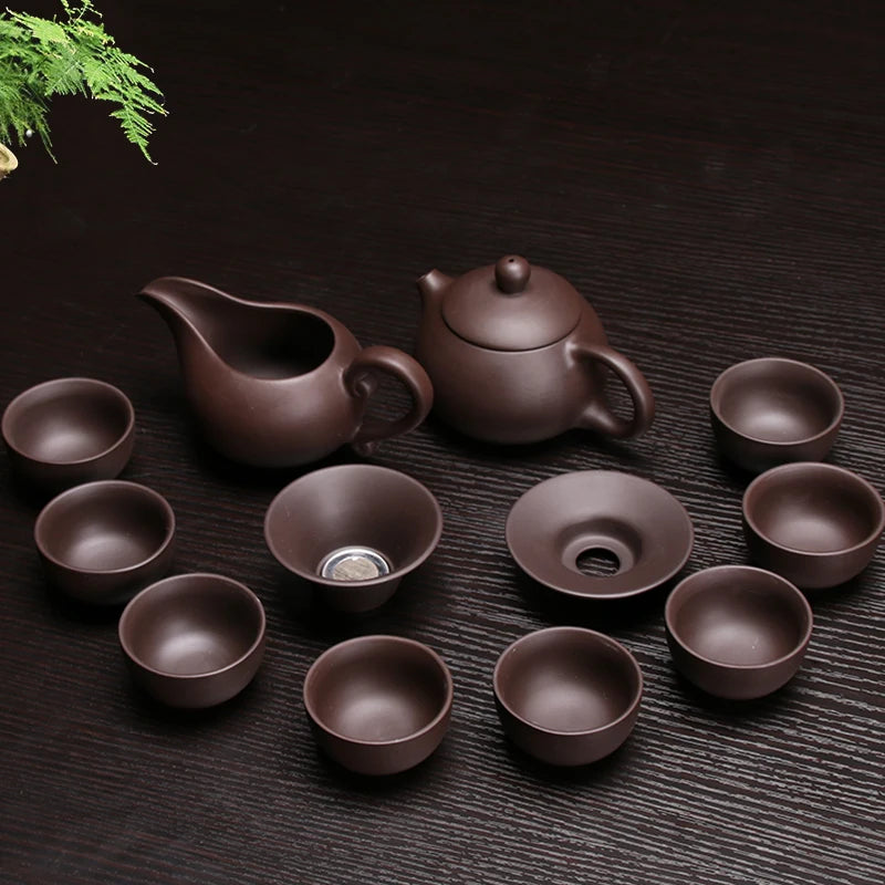 Hot Sale Ceramic Purple Clay Tea Set Kung Fu Pot Infuser Xishi Gaiwan Teapot Serving Cup Teacup Chinese Drinkware High Quality