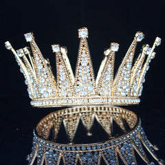 Vintage Crystal Queen King Bridal Tiara Crown Bride Headpiece Wedding Hair Jewelry Accessories Women Pageant Prom Hair Ornaments
