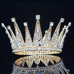 Vintage Crystal Queen King Bridal Tiara Crown Bride Headpiece Wedding Hair Jewelry Accessories Women Pageant Prom Hair Ornaments
