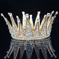 Vintage Crystal Queen King Bridal Tiara Crown Bride Headpiece Wedding Hair Jewelry Accessories Women Pageant Prom Hair Ornaments