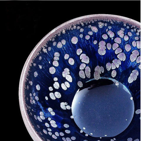 Jianzhan Blue Star Tenmokus Cup Yuteki Natural Glaze China Song Dynasty Craft Ceramic Tea Bowl intangible cultural heritage