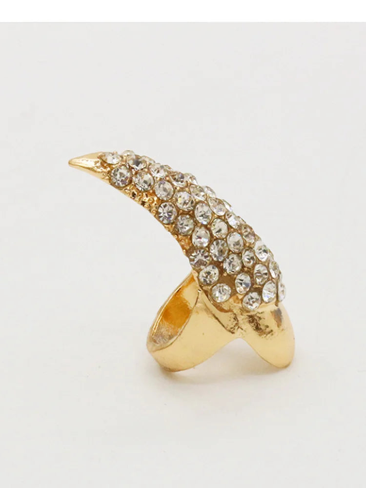 5PCS/ Set Punk Finger Rings For Women and Men Black Gold Color Cz Crystal Eagle Claw Nail Art Decoration Party Rings Jewelry