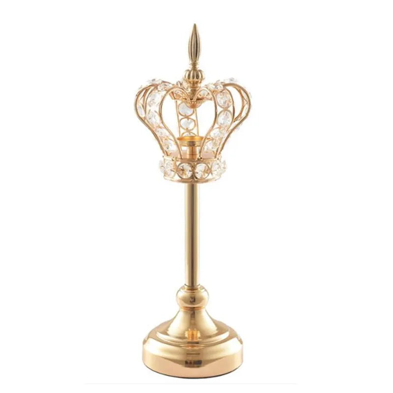 Crystal Crown Candlestick, Handmade Iron Candlestick, Wedding Props, Home Decoration, Retro