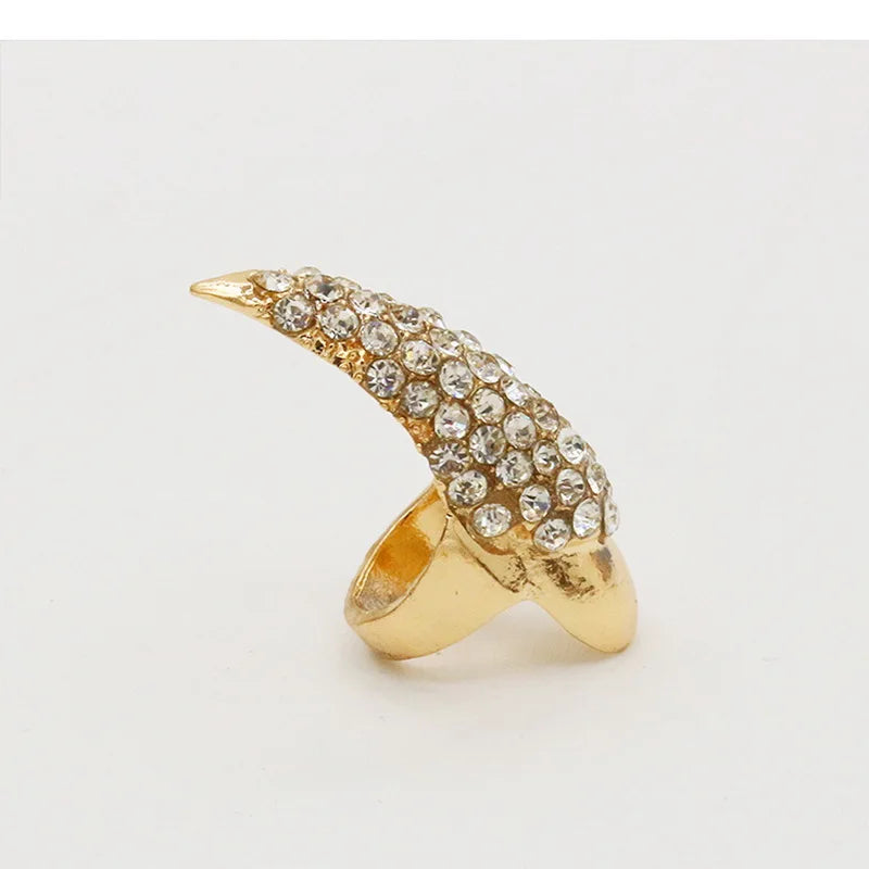 5PCS/ Set Punk Finger Rings For Women and Men Black Gold Color Cz Crystal Eagle Claw Nail Art Decoration Party Rings Jewelry