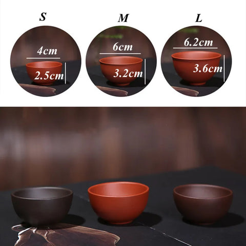 2pcs/set Yixing Purple Clay Teacups Handmade Purple Mud Tea Cup Chinese Kung Fu Tea Set Natural Tea Bowl Office Drinking Cups