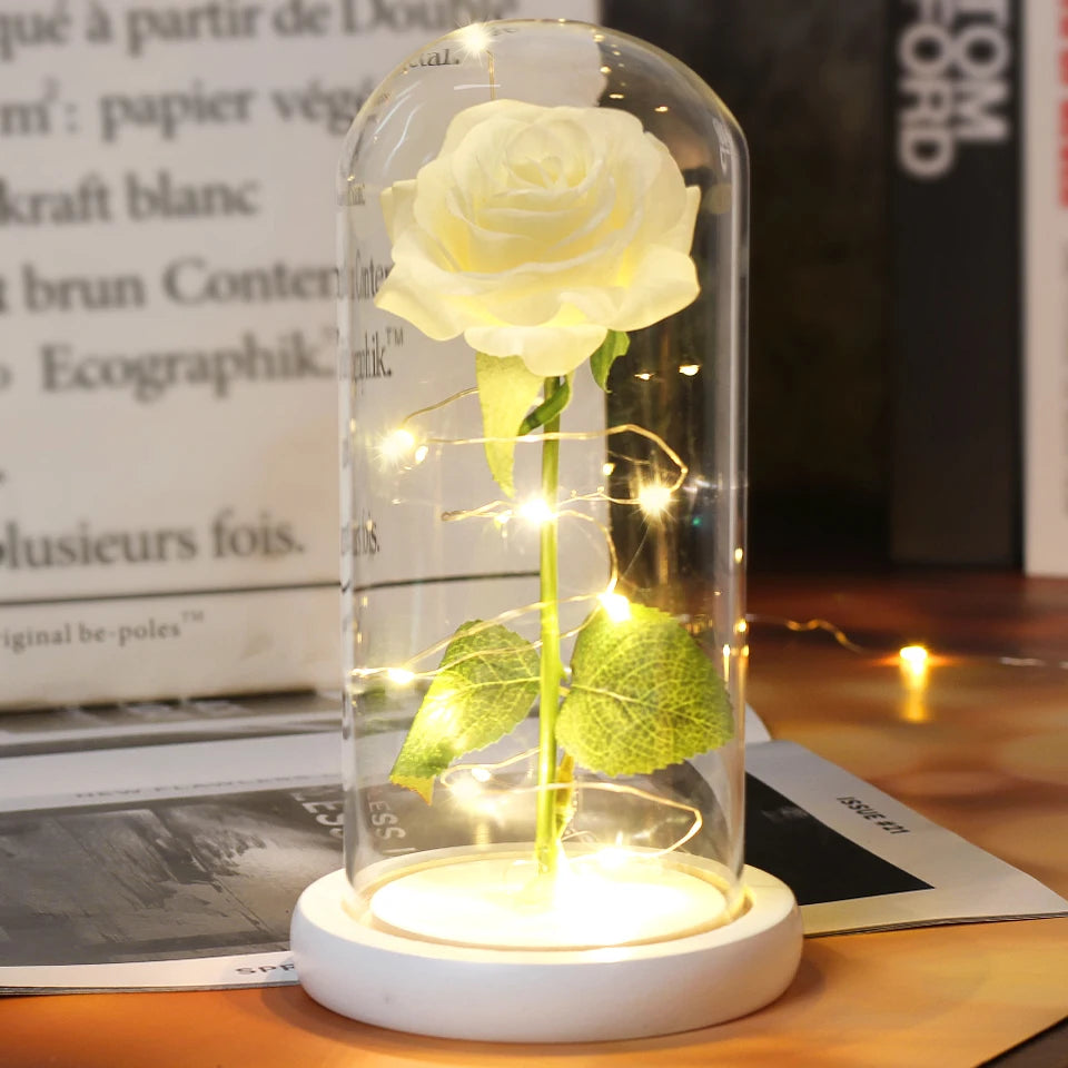 Best Mother's Day Gift Enchanted Galaxy Rose Beauty And The Beast LED Glass Dome Wood Base Flower Valentine's Day Christmas gift