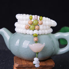 108 White Jade Bodhi Roots Bracelet Womens Lotus Leaf Multi-layer Beads Fashion Bracelet Buddha Charm Yoga Necklace Dropshipping