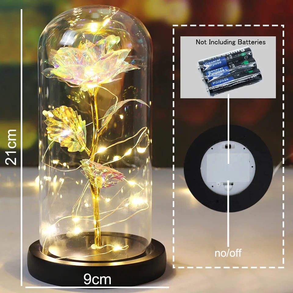 Best Mother's Day Gift Enchanted Galaxy Rose Beauty And The Beast LED Glass Dome Wood Base Flower Valentine's Day Christmas gift