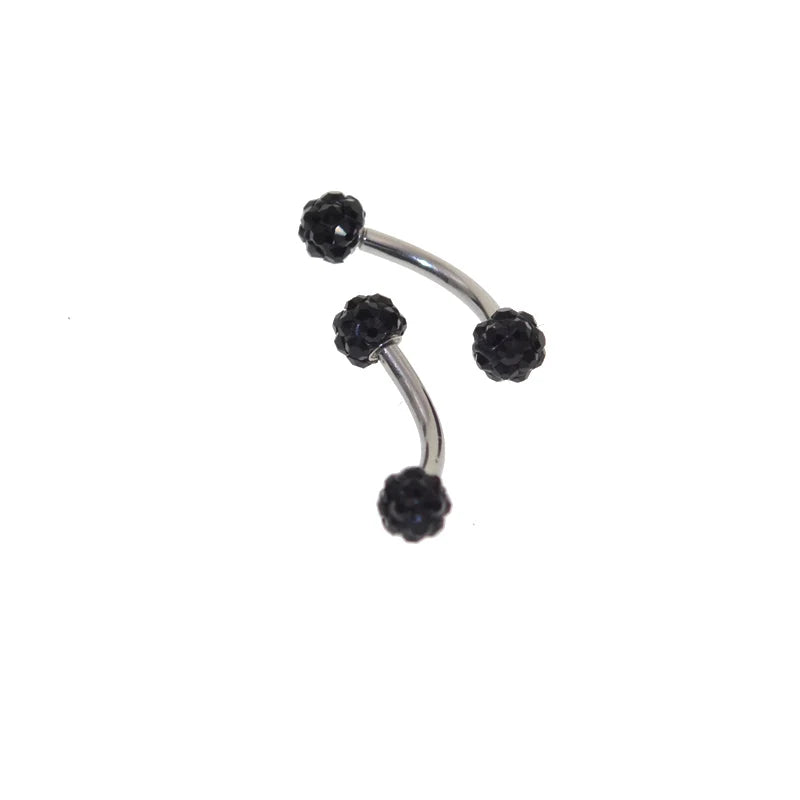 1Pc  Surgical Steel Curved Barbell AA Crystal Eyebrow Ring Ear Anti Tragus Helix Rook Bridge Web Piercing Lip Stud Body Jewelry