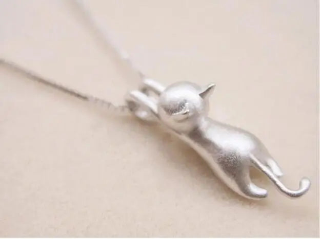 Popular 925 Sterling Silver Jewelry Korean Fashion Simple Animal Cute Kitty Clavicle Chain Pendant Cat Necklaces H3