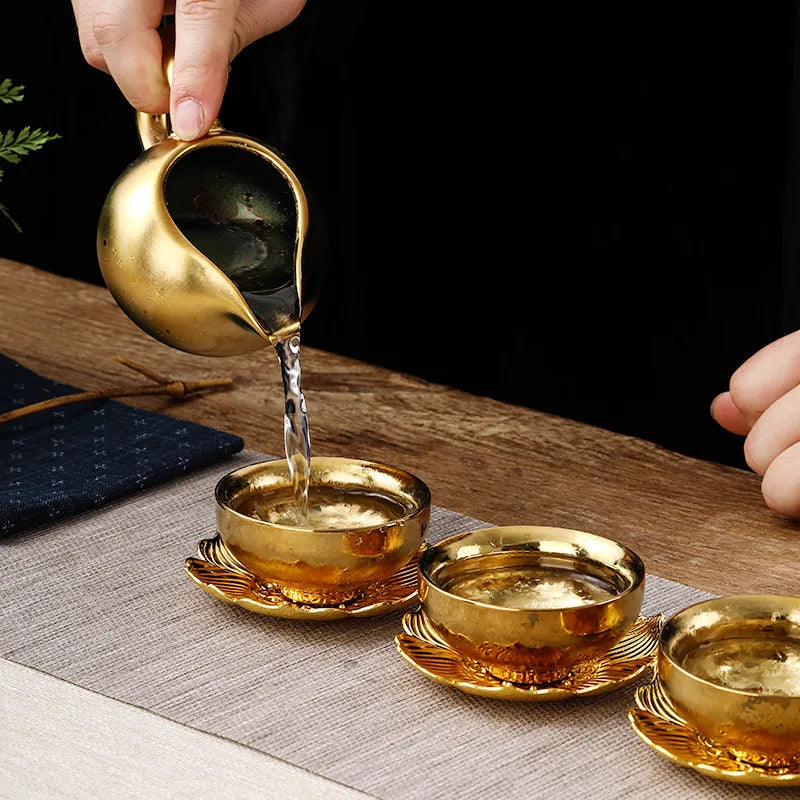 Wedding Gift 24k Gold-plated Tea Set Luxury Kung Fu Teaset High-end Bone China Teapot And Teacup Set Travel Tea Set Home Decor