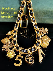 Stylish vintage style High quality luxury necklace, bracelet and brooch jewelry set for women's wedding anniversary party gifts