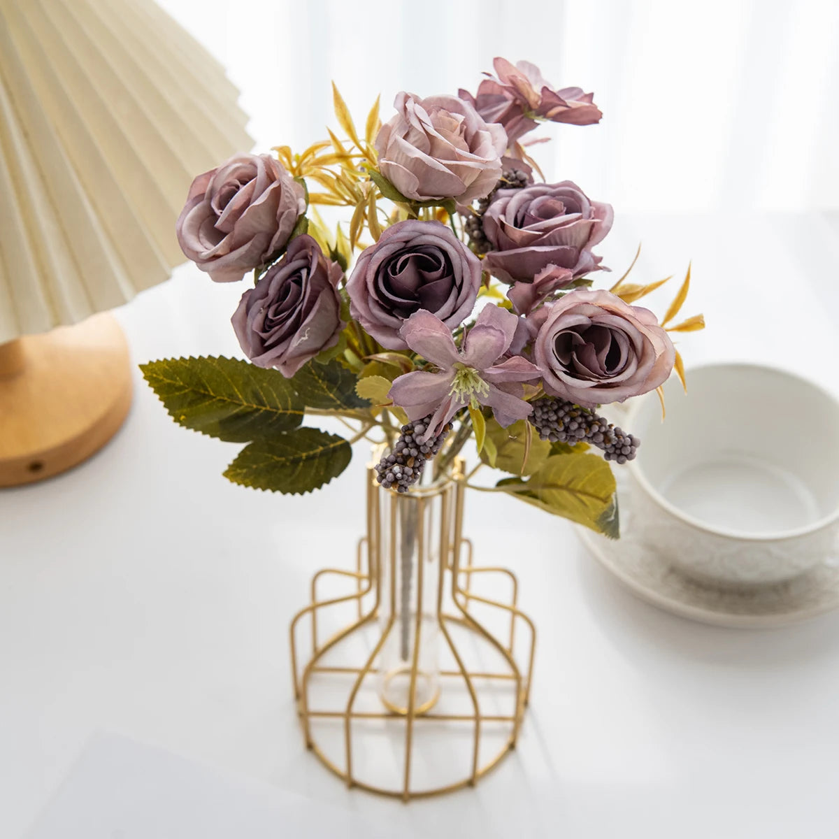 Artificial Flower Silk Rose Christmas Home flowervase Decor Bonsai Room Wedding Bride Bouquet yard  festival Party Diy Hot sale