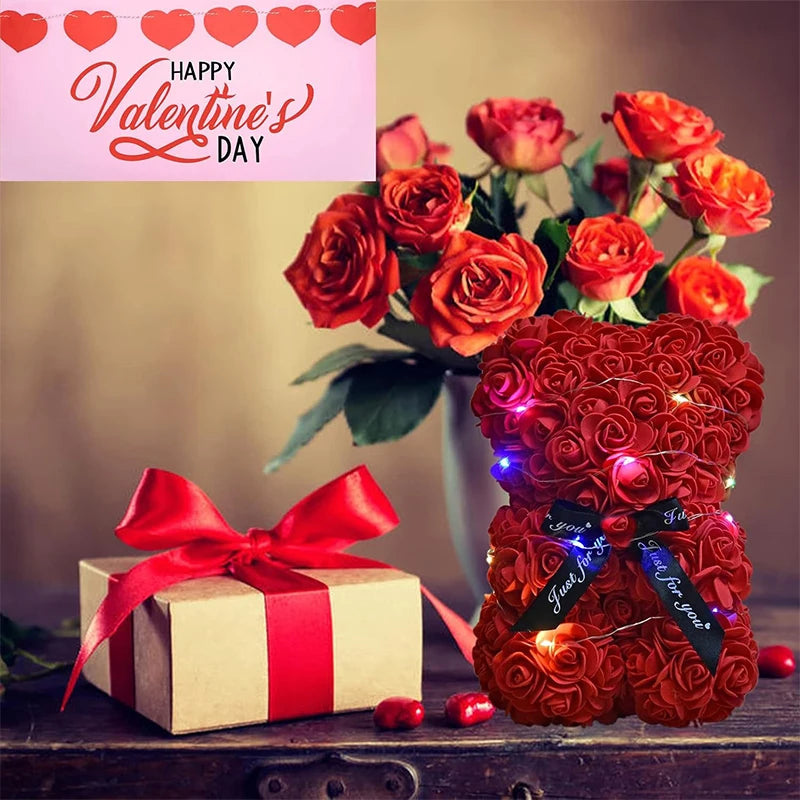 1pc Artificial Rose Bear Flower a Gift for Women Christmas Valentine's Day Birthday Anniversary Supplies  Party Decoration