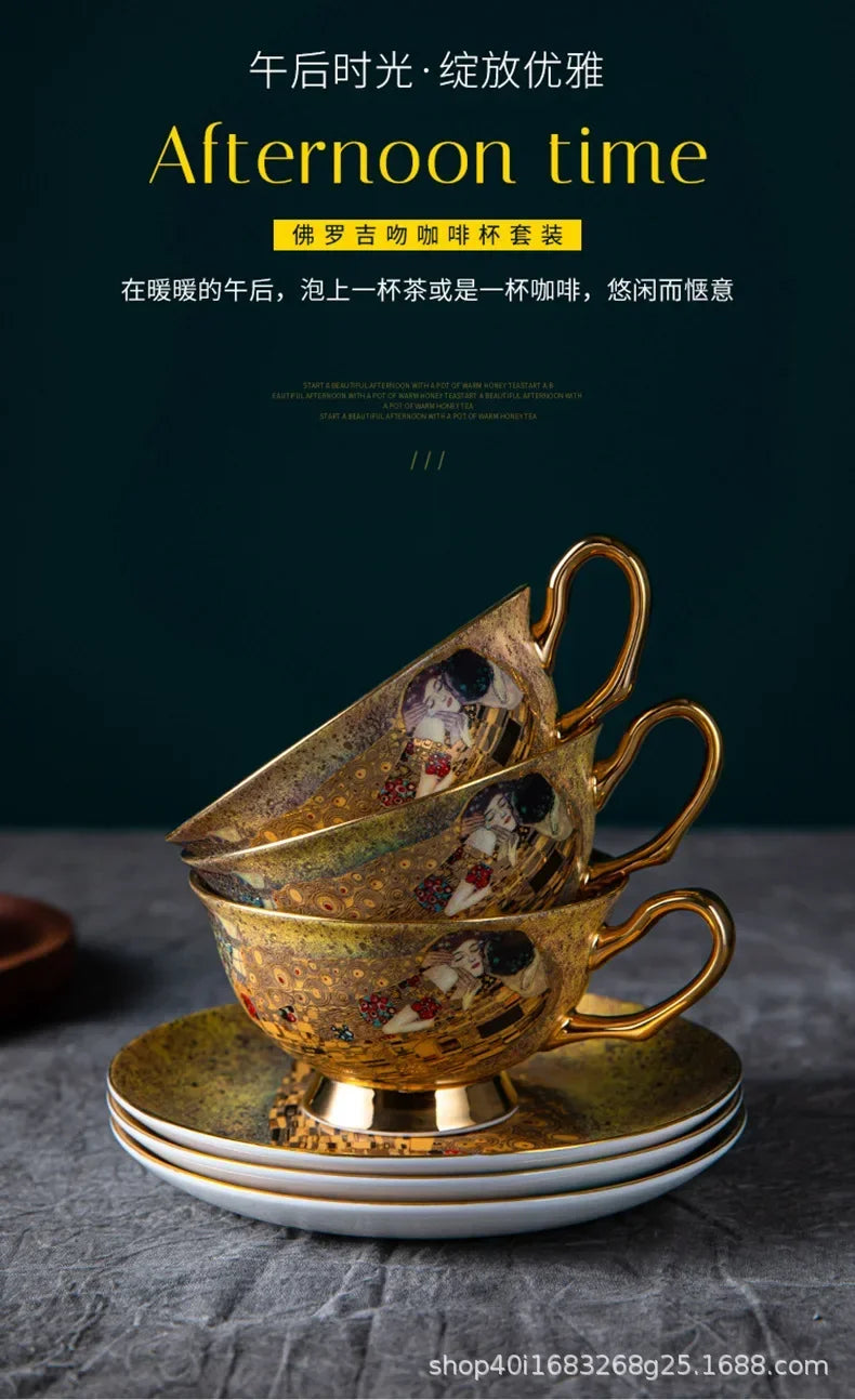 European style coffee cup high-value gift box set, tea tray, bone china, ceramic cup, tea set, afternoon tea gift