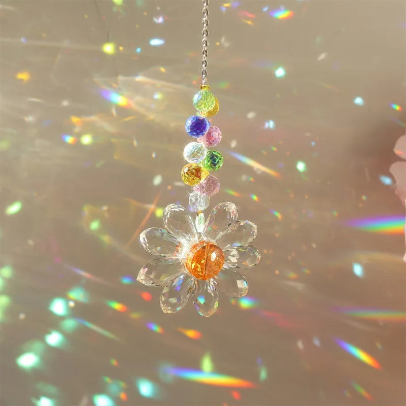 Crystal Sunflower Suncatchers Hanging Christmas Crystal Window Sun Catchers for Fall Rainbow Maker Indoor Outdoor Garden Gift