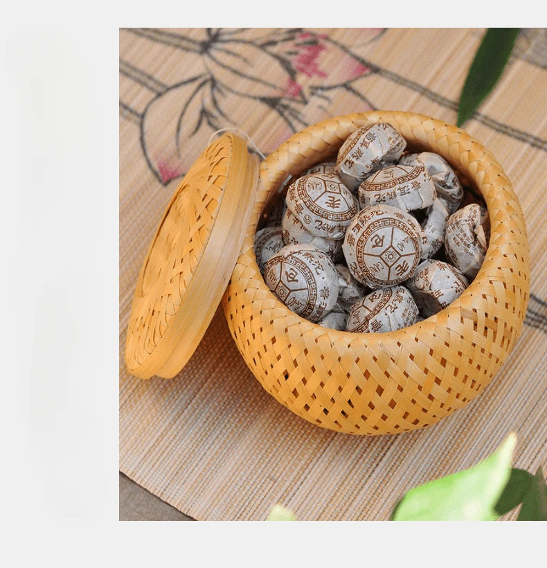 Bamboo woven small basket double-layer hollow small mini box bamboo woven packaging box,creative flower pot,bamboo woven tea jar