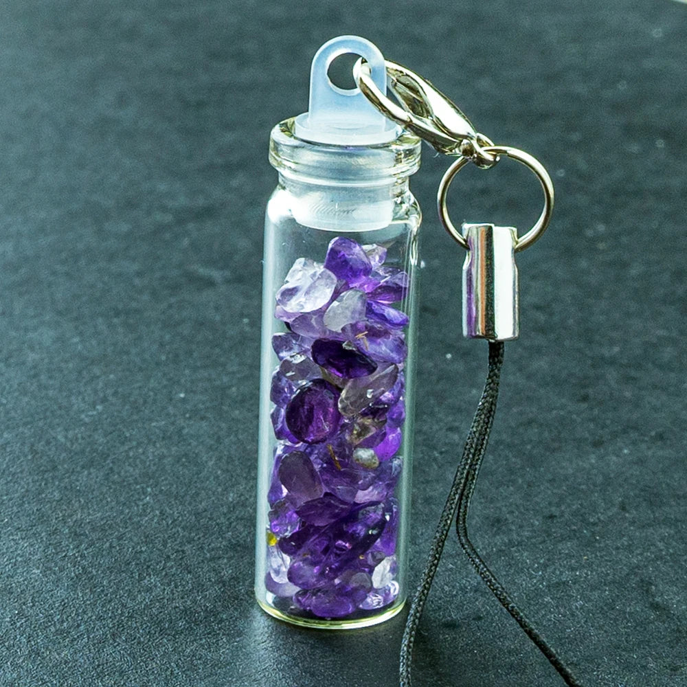 Natural Crystal Gravel Gemstone Wishing Bottle Energy Reiki Healing Container Stone Crafts Christmas Halloween Gift Home Decor
