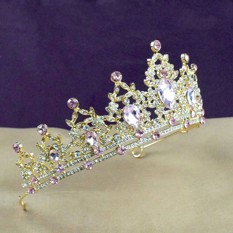 Princess Crown Crystal Tiara Girls Hair Accessories High-end Atmosphere Dance Performance Birthday Gift Crown