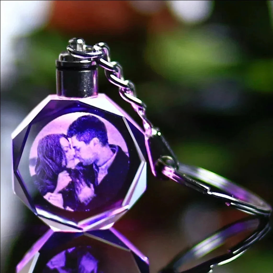 Crystal Keyring with LED Light inside Free Engrave any Design Crystal Blank Key Ring Custom Logo Family Photo DIY Birthday Gifts
